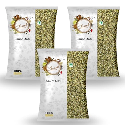 Image of Chounk Premium Whole Fennel Sauff Seeds - 300g (Pack of 3) | Natural Big Fennel Seeds | Moti Saunf with No Preservatives & No Additives | Fresh and Natural Badishep Sompu Variyali | Mouri Saunf