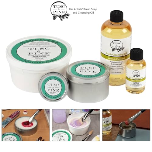 Tusc & Pine The Artists' Brush Soap - 2oz Plant-Based Brush Cleaner, Oil, Acrylic, Watercolor Paint - Nourishes Bristles; Made in North Carolina; Alkali Soap, Gentle Pine Fragrance - Thumbnail 6