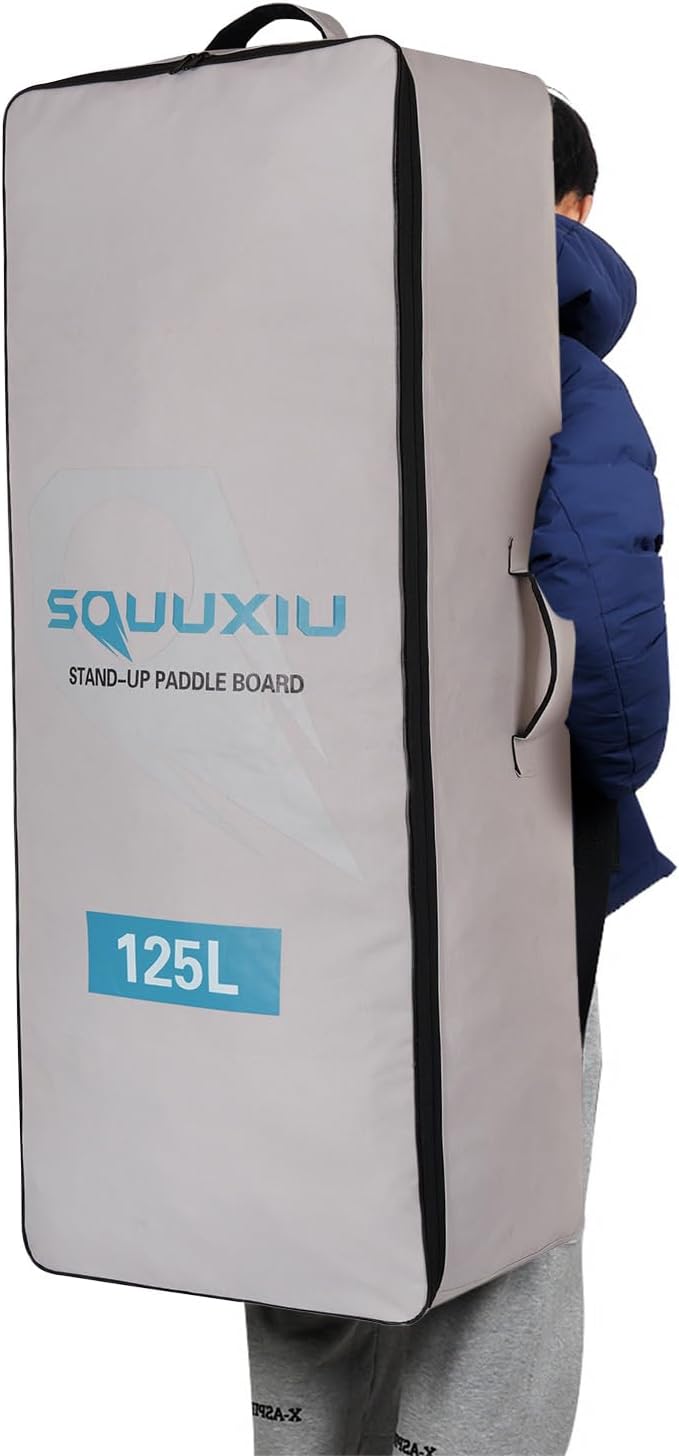 Inflatable Paddleboard Backpack 105L/125L Waterproof with Side Mesh Pocket+ Buckle Strap, SUP Surfboard Bag Oxford Cloth Lightweight Paddle Board Backpack for Surfing Paddleboarding