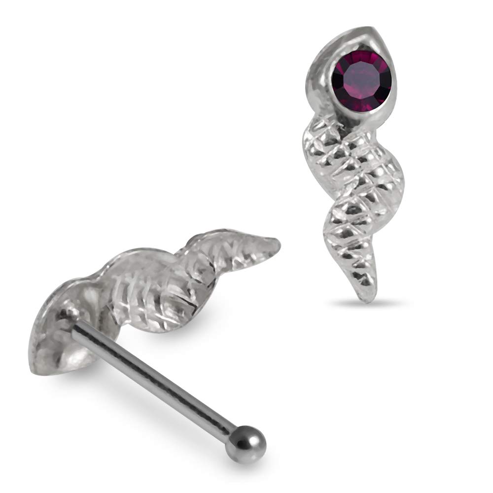 Jeweled Head Viper Sterling Silver Ball End Nose pin Body Jewelry