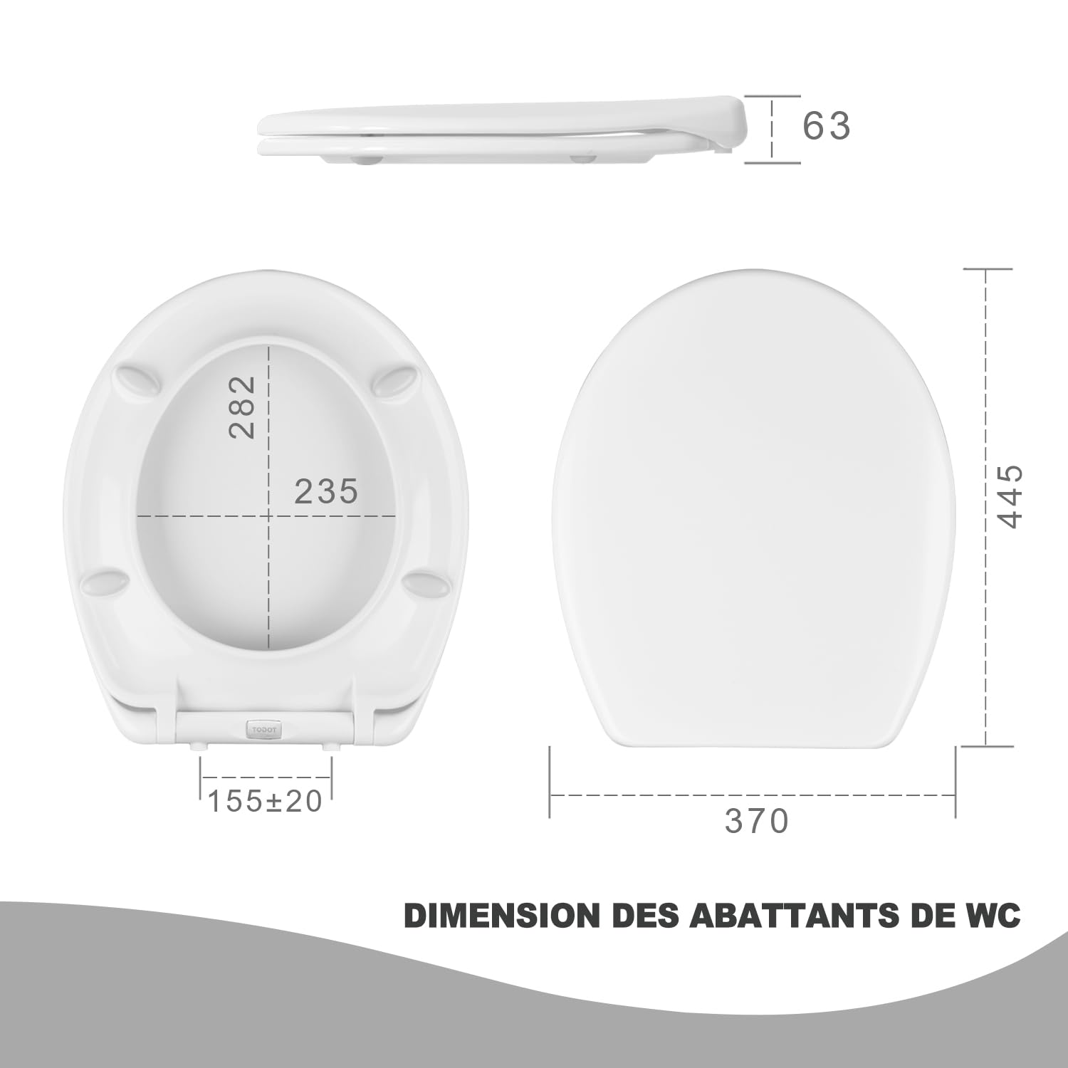 Deska sedesowa Duroplast w kształcie litery O, deska sedesowa z hamulcem opadającym, regulowany zawias, szybkie zdejmowanie jednym przyciskiem, biała