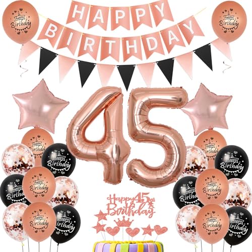 decorazione 45 anni donna compleanno Palloncini, decorazione torta compleanno 45