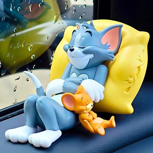 Image of FUNFOB Tom & Jerry Action Figure Height - 8cm Car Dashboard Accessorie Table Top Collectible PVC Multicolour | Tom & Jerry Sleeping