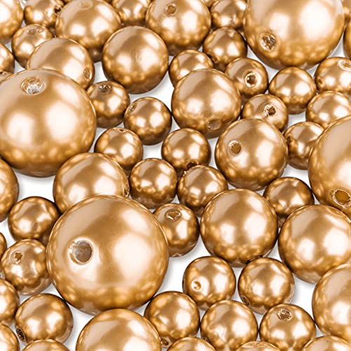 Elegante glänzende polierte Perlenperlen für Vasenfüller, DIY Schmuck Halsketten, Tischstreu, Hochzeit, Geburtstagsparty, Heimdekoration, Veranstaltungsbedarf (8 oz Packung, 70 Stück) (Bronze) Cover