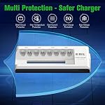 EBL 8-Bay Battery Charger AA AAA NiMH NiCD Rechargeable Batteries Charger with AC Plug Cable, Upgraded 808 Individual…