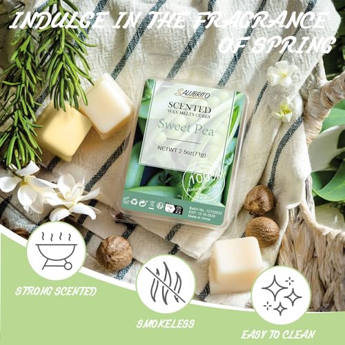 Salubrito Spring Scented Wax Melts, Strong Scented Soy Wax Cubes - Rain, Fresh Cut Grass, Ocean Breeze, Sweet Pea, Rose Geranium, Gardenias, Freesia, Bamboo, Variety Gift Set, 8x2.5oz - Image 5