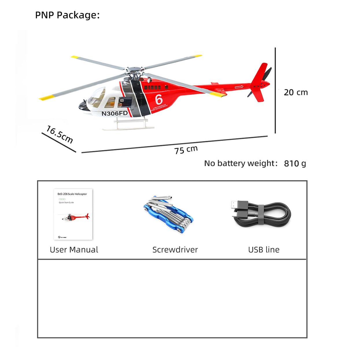 Helikopter RC z GPS dla dorosłych, Bell-206-V3 2.4G 6CH podwójny silnik bezszczotkowy RC wojskowy helikopter obsługuje tryb stałego punktu, tryb kaskaderski 3D i tryb automatycznej