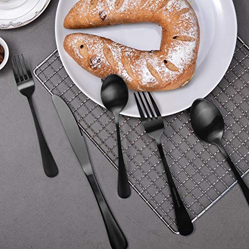 40 Pieces Matte Black Silverware Set Serve for 8, Stainless Steel Flatware Set Utensils Cutlery Tableware Set Including Steak Knife Fork and Spoon, Gift Package for Wedding Housewarming