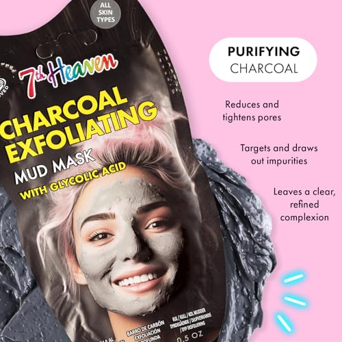 7th Heaven Charcoal Mud Mask with Glycolic Acid, Deep Cleanse Charcoal Exfoliating Face Mask, Vegan - Genuine 7th Heaven Face Masks Skincare (Pack of 2) - Image 3