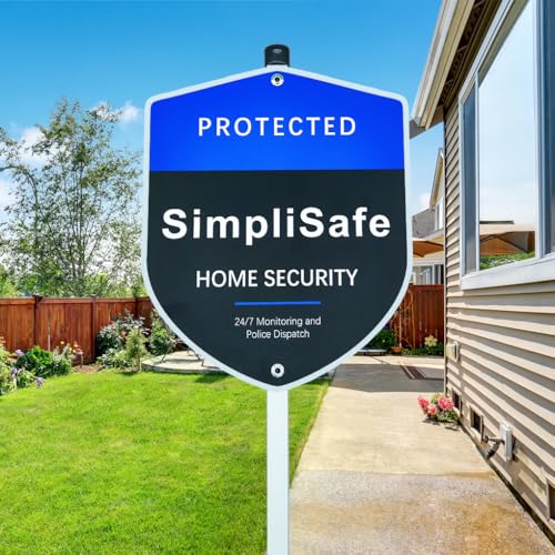 All Aluminum Yard Sign with Reinforced Metal Stake 28 Heavy Duty Weatherproof Sign with 8 Window Stickers Compatible with Home Security System