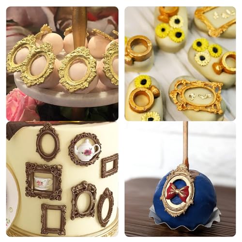 4 Pcs Baroque Style Curlicues Scroll Lace Fondant Silicone Molds, Filigree Relief Flower Chocolate Molds for 3D Sculpted Decoration Cupcake Topper Jewelry Polymer Clay Crafting Projects