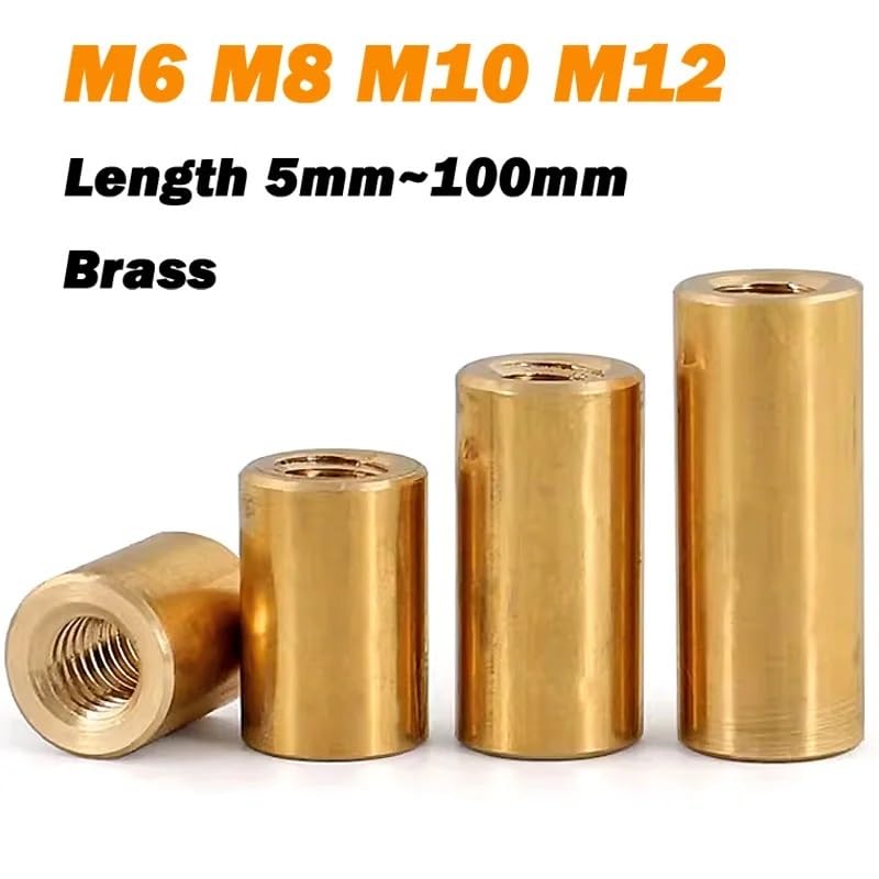 Round Connector Nuts, Brass Extend Long Lengthen Round Coupling Nut M6-M12 Length 5mm~100mm Sleeve Tubular Joint Sleeve(M8x15x13mm 2Pcs)