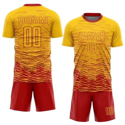 Custom Soccer Jerseys for Men Women Youth Kids, Yellow Red Personalized Soccer Jersey Printed Name Number Logo Mens Clothing