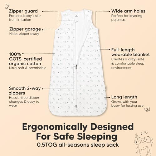 Image of 2-Pack Baby Sleep Sacks, Zipper Wearable Blanket - 100% Organic Cotton 0.5TOG, Soft Lightweight Toddler Sleeping Sack 12-24 months, Easy to Wear Newborn Swaddles Sleepsack (Bunnies, L)