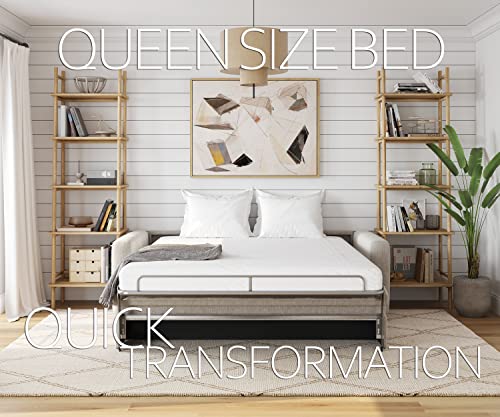 Create Comfort Killian Sleeper Sofa Bed With Dual Mattress For Living Room - Free Assembly Convertible Queen Size Pull Out Couch - Quick Transformation Soft Sofa Bed – Killian, Light Gray #TOP3