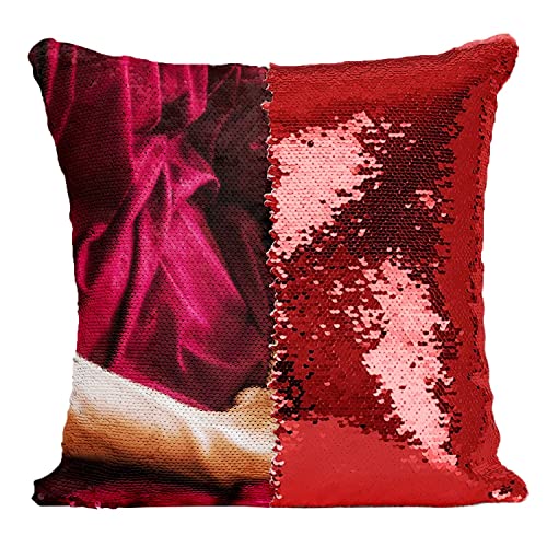 Coussin Sequin Paillettes Rouge Moine Bouddhiste Idée Cadeau Zen - 2