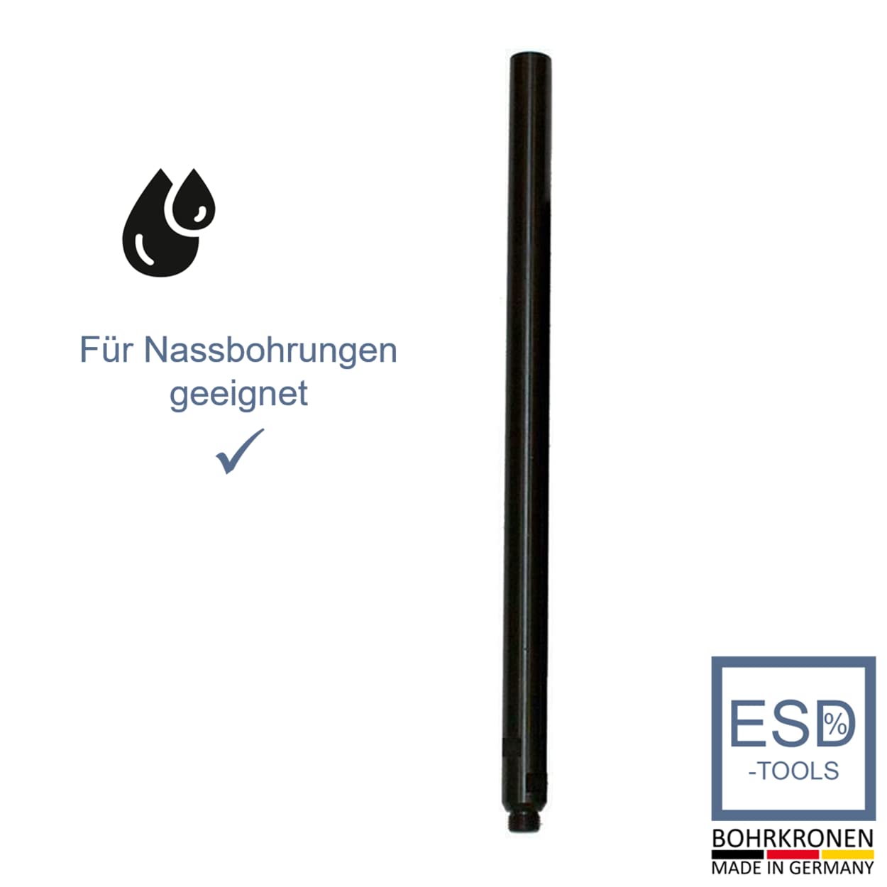 ESD-TOOLS | Extensión de brocas de diamante con tomas de 1/2 pulgadas y 500 mm de longitud útil, adaptador para sierras perforadoras y brocas de lata | (1/2" - NL: 500 mm)