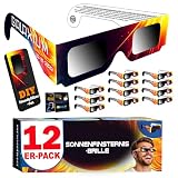 Galaxium 12er-Pack Sonnenfinsternis Brille 2026 ISO 12312-2 Zertifiziert | Brillen Sonnenfinsternis | Schutzbrille für Sonnenfinsternis | Sonnenfinsternisbrille | Solar Eclipse Glasses