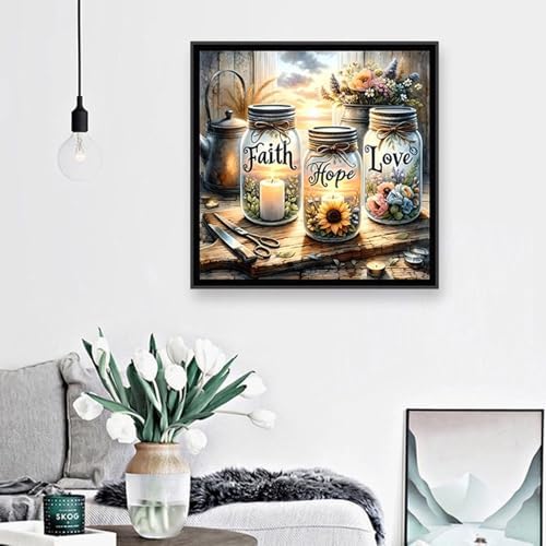 TOPMCYSG Faith,Hope,Love Diamond Art Kit for Adult 초보자 35x35 cm — 사진 6