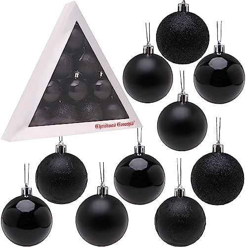 Christmas Concepts® Pack of 10-60mm Christmas Tree Baubles - Shiny, Matte & Glitter Decorated Baubles (Midnight Blue)