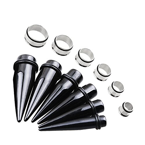 TOPBRIGHT 24PCS UV Acrylic Tapers and Surgical Steel Plugs Ear Gauges Kit Eyelets Stretching Set 00G-20mm2