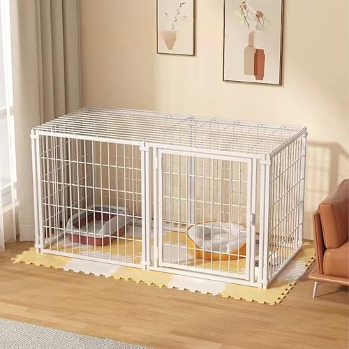 Zephyrspets Dog Playpen Foldable 6 Panels Pen 47 Length Pet Enclosure Dog Fence Outdoor/Indoor with Top Cover Portable Fence Crates for Medium/Small Pet Play for RV Camping Yard (White)