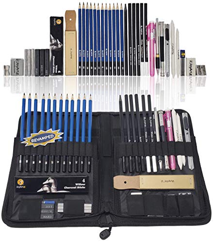 Sketch Pencils Set [41 Piece] Art Supplies | Graphite Drawing Pencils and Sketch Set | Complete Artist Kit Includes Pencils, Erasers, Charcoal Sticks, Sharpener Knife, A Handy Zippered Carry case