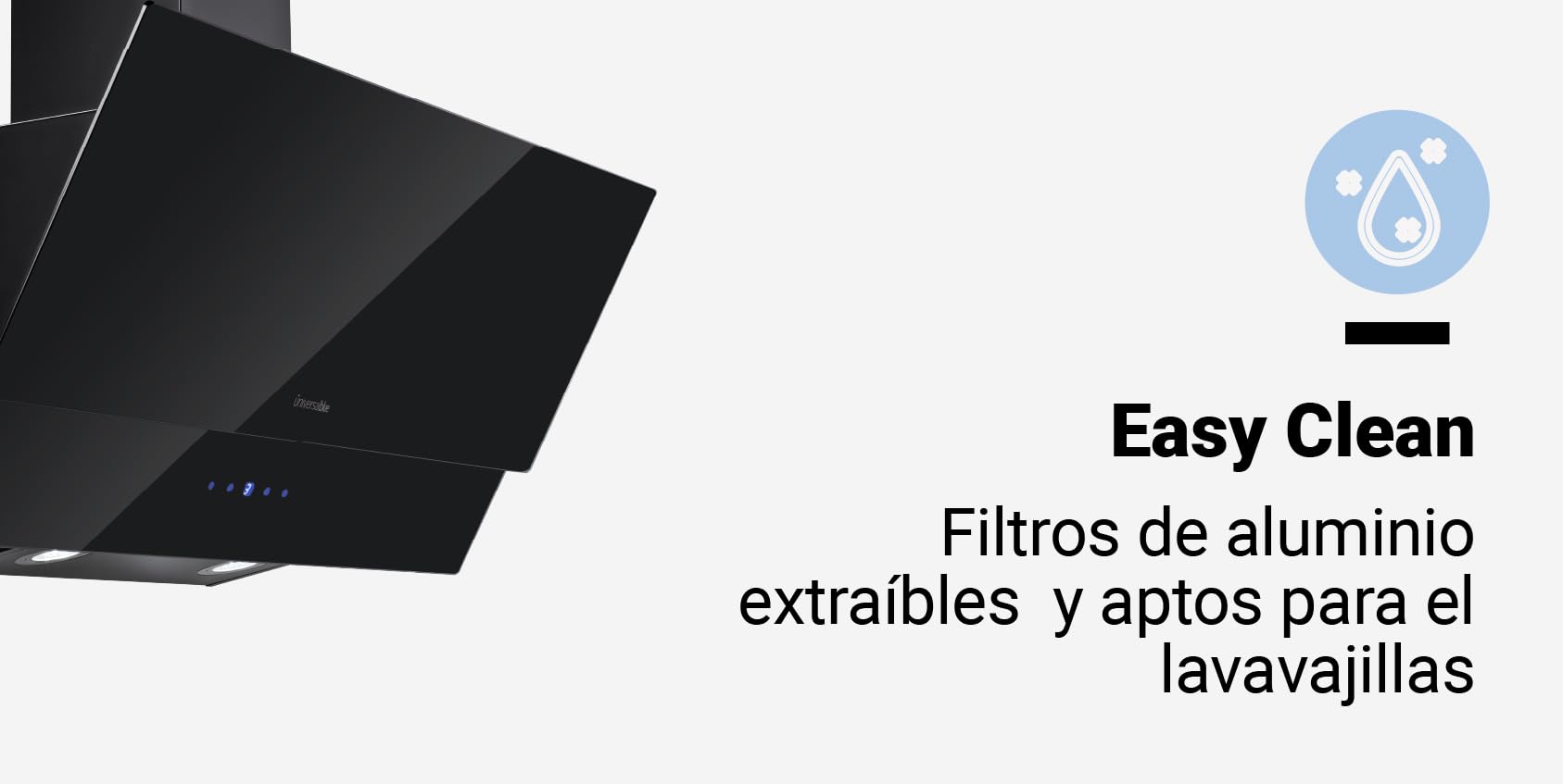UNIVERSALBLUE Campana Extractora Cristal Negra 90cm | Extractor Humos y Aire Eléctrico para Cocina | Control Táctil | Ruido Reducido | Filtros de Carbono | Fácil Limpieza | Luz LED | Clase C — view 8