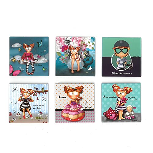 Tabac du Bassigny Lot de 6 Magnets - Fifi Bastille collection Printemps
