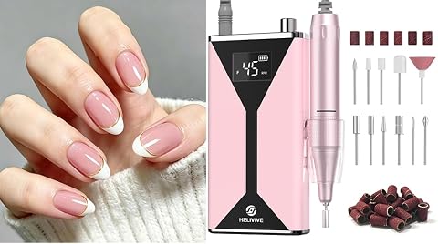 HELIVIVE Professional Electric Nail Drill with French Tip Press On Nails — $38.38 (17% off)