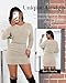 Oakgarden Women's Pullover Sweater Dress Long Lantern Sleeve Ribbed Knit V Neck Ruched Bodycon Mini Dress 2026 Fashion(Apricot,Small)