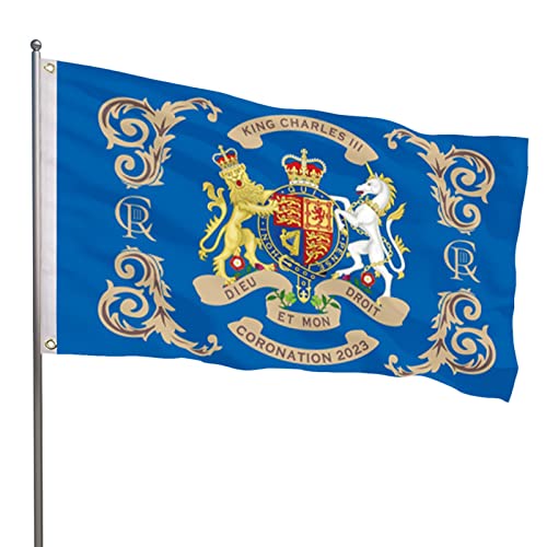 Bandeira da coroação do rei Charles - 3x5FT/90X150cm Rei Charles III Union Jack Bandeiras,souvenir p