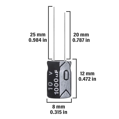 Miniatura 109 de Condensador electrolítico 100uF 63V 0.315x0.472 in 100 UF MFD 63 voltios 0.32x0.47in condensadores de aluminio (paquete de 10)
