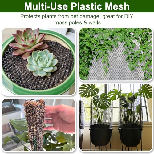 Image of Plastic Chicken Wire Mesh - 15.7 in x 10 ft Black, Plastic Wire Mesh Fence for Dogs, Cats & Poultry - Garden Netting & Animal Barrier, Balcony Netting for Pets - Laddatz