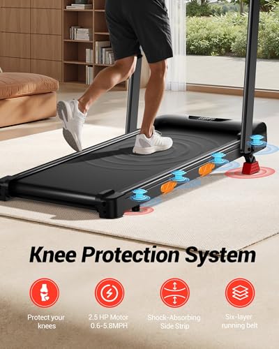 Image of Walking Pad Treadmill with Handle Bar - 2.5HP Quiet Folding Treadmill for Home Office Under Desk Portable Walking Pad with 15% Incline 300LBS Capacity