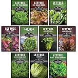 Lettuce Seeds for Planting | 10 Heirloom Lettuces – Buttercrunch, Romaine, Iceberg, Oakleaf, Simpson, Salad Bowl, Lolla Rossa & More | Survival Garden Seeds