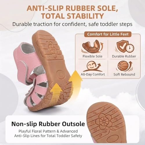Image of Femizee Toddler Girls Leather Dress Sandals with Adjustable Strap