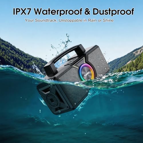 Hupoaf Speakers Bluetooth Wireless,160W Max Loud Bass Outdoor Speaker, IPX7 Waterproof, Boombox Sound, All Day Battery, Wireless TWS Pairing Speakers Portable for Party, Outsides, Beach,Garage — view 3