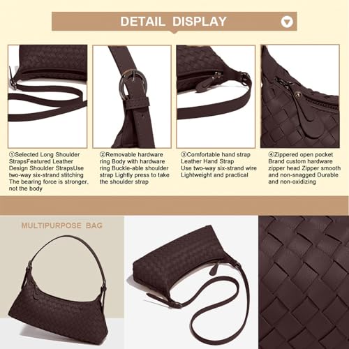 Image of Handbags Shoulder Bags for Women Small Bags Women's Woven Tote Bag Crossbody Handbag Travel Hand Bag Purse Hobo