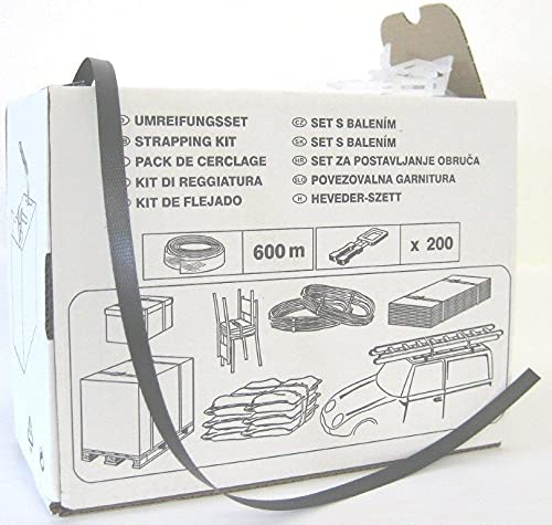 UMREIFUNGSSET 600 m PP-Umreifungsband + 200 Kunststoffklammern Paletten Band mit Klammern von dimapax