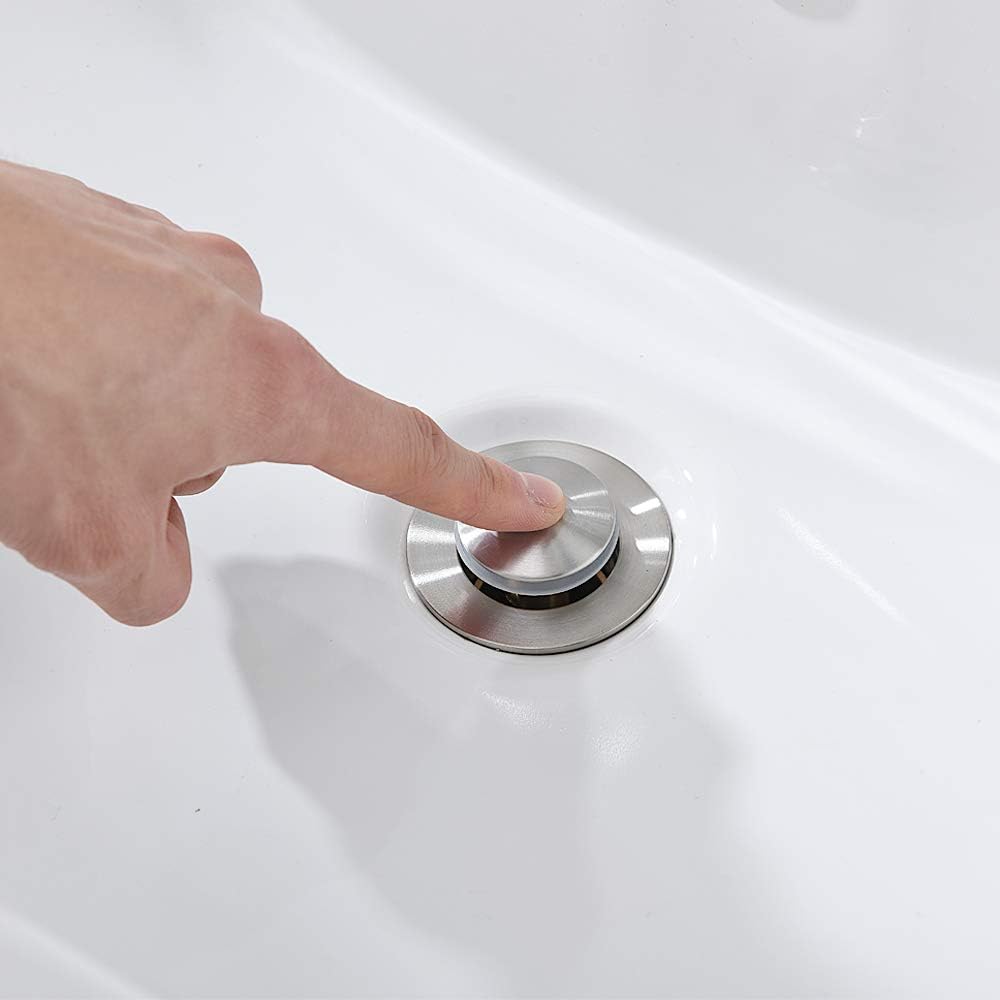Commercial Solid Brass Pup Up Brushed Nickel Lavatory Bathroom Sink Drain Assembly With Basket, Brushed Nickel Pop Up Vessel Sink Drain Assembly With Overflow By Phiestina - - 