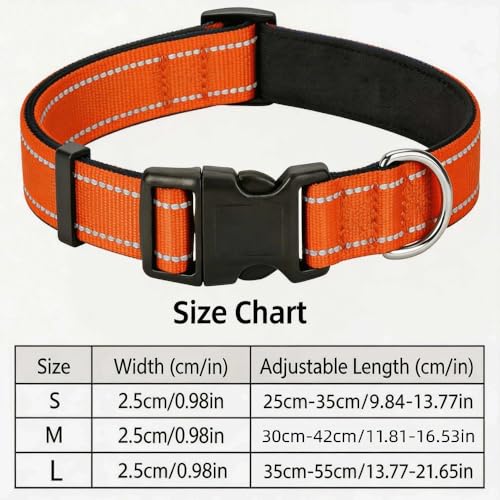 Collar reflectante para perro tamaño S color naranja miniatura 7