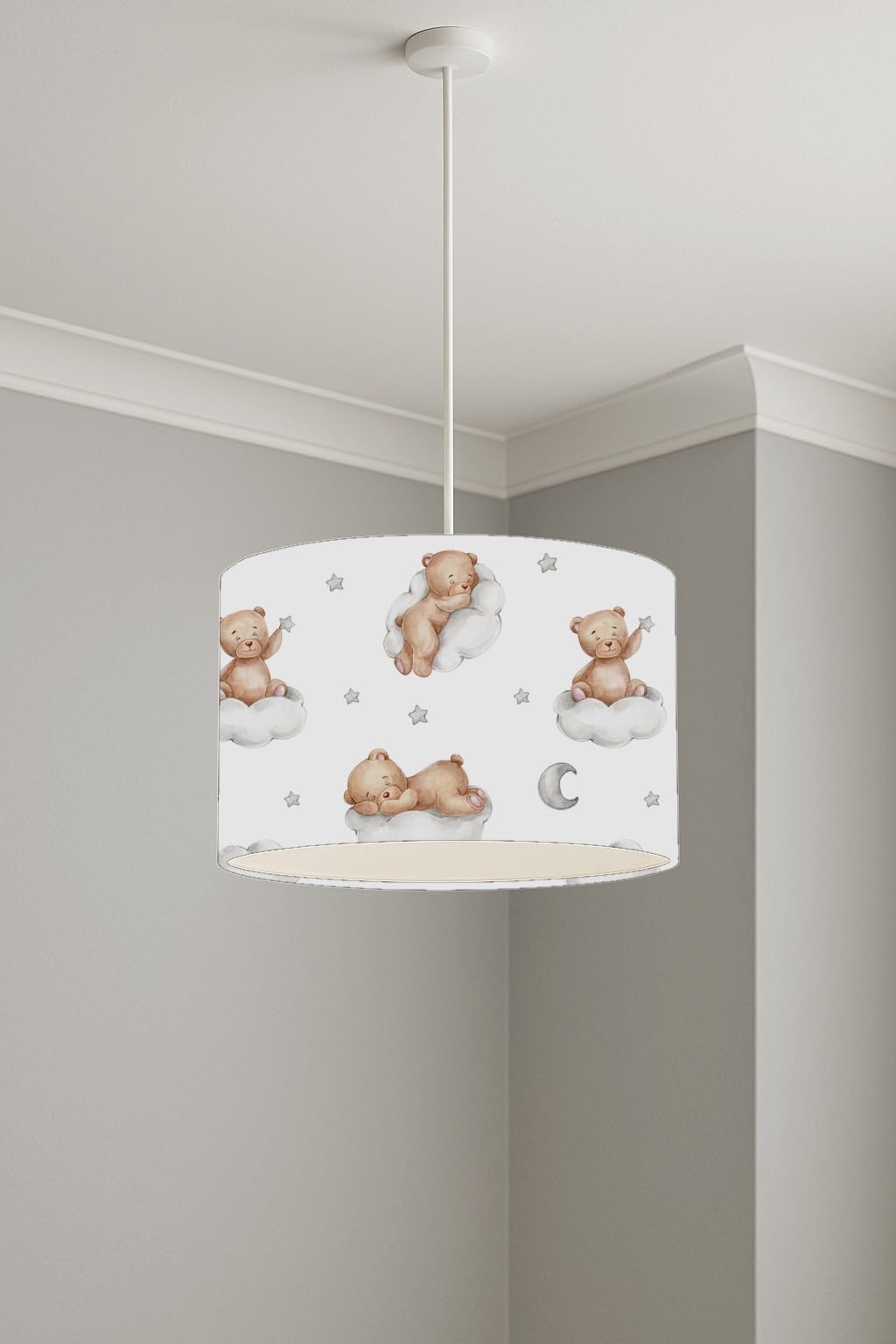 Dreamy Bear Clouds lightshade – 30 x 21cm Ceiling Drum Shade | E33BB8
