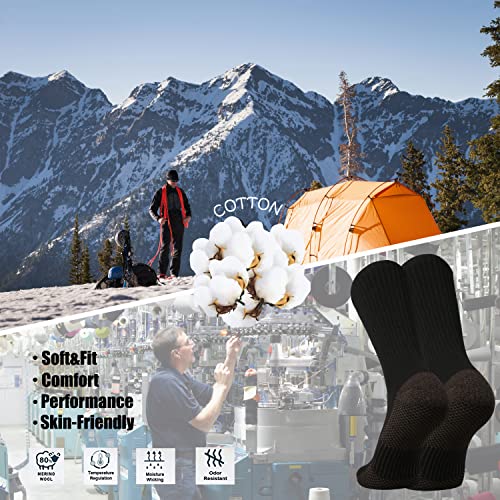 Ortis Cotton Moisture Wicking Breathable Work Heavy Cushion Crew Socks For Men 10 Pack(Blackcoffee L) #TOP4