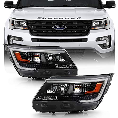 ACANII - For 2016-2018 Ford Explorer Sport|Limited|XLT|Platinum w/o Full LED Black LED DRL Headlights Headlamps Pair