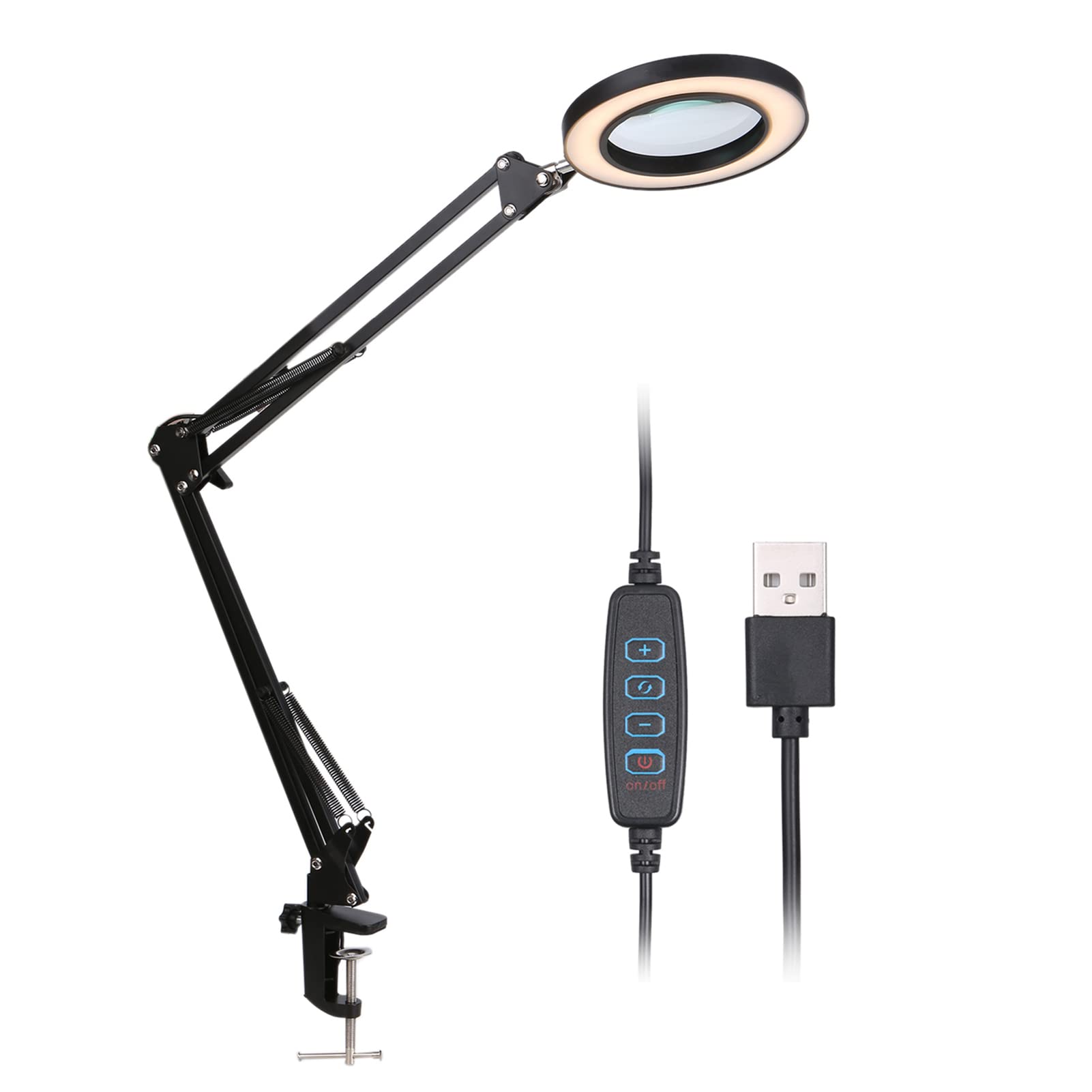 Loupe avec lampe à clip LED x8 luminosité variable via USB