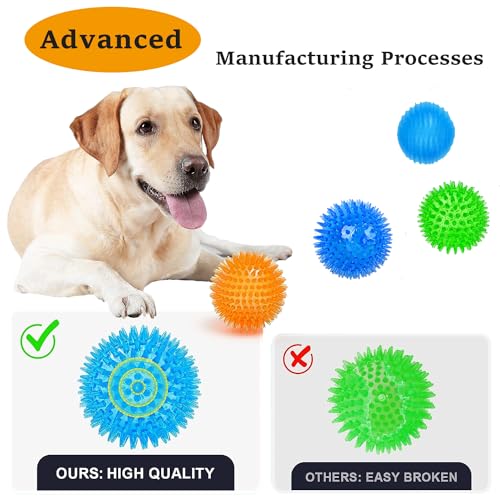 yenlk Squeaky Dog Ball Toys, 6 Pack -Dogs Chew Spiky Ball, Floatable Dog Pool toy - Image 3