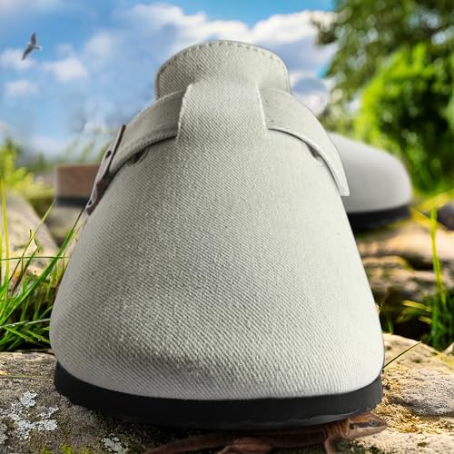 Image of KEMISANT Men Clogs-Comfortable Suede Mules Slippers Sandals Nurse Potato Shoes Unisex-Cushioned Cork-Footbed
