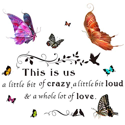 Vinilo decorativo con frase y mariposas para pared miniatura 2