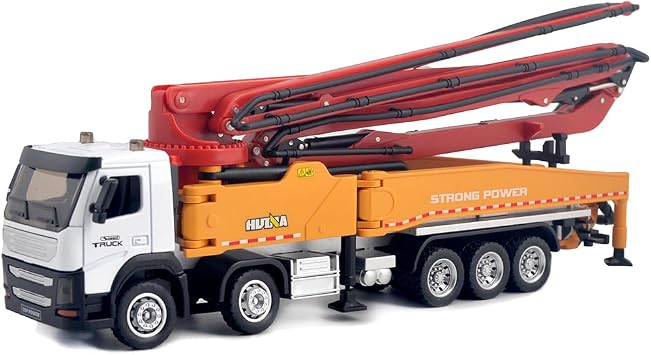 Ailejia Concrete Pump Truck Model Toy Construction Vehicle 150 Scale Die-cast Heavy Duty Wheeled Pump Truck Toys for Kids and Ornament Red